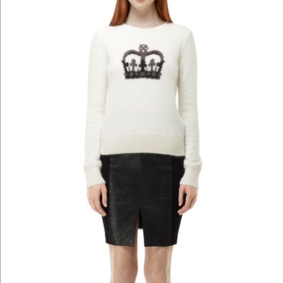 Gently Worn Club Monaco Natalia Angora Crown Sweater in Ivory Cream Thistle sz S - Picture 1 of 4